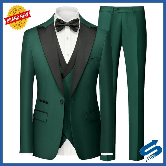 Slim Fit 3-Piece Tuxedo Suit Set for Prom Business Formal Wear